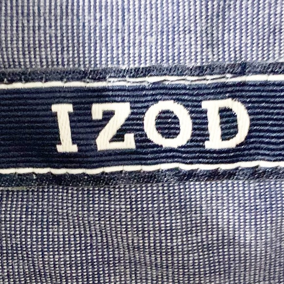 Izod Button Down Micro Stripe Long Sleeve Cotton Shirt with Contrasting Cuffs 💙 - Picture 12 of 12